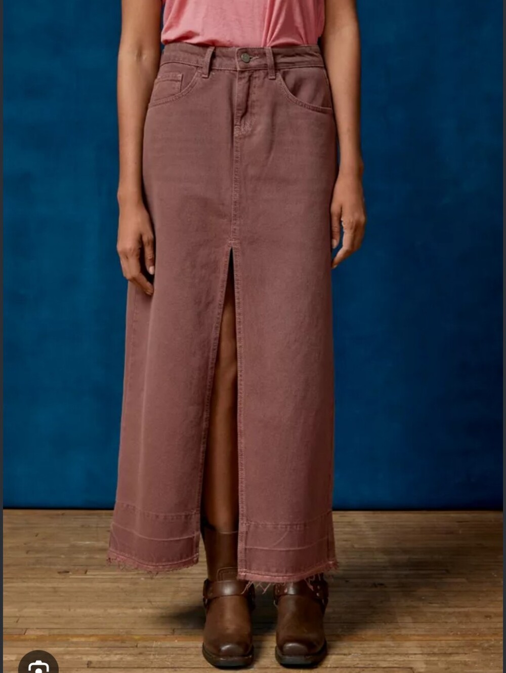 575-BDG Mauve Brown Maxi Skirt with Front Split